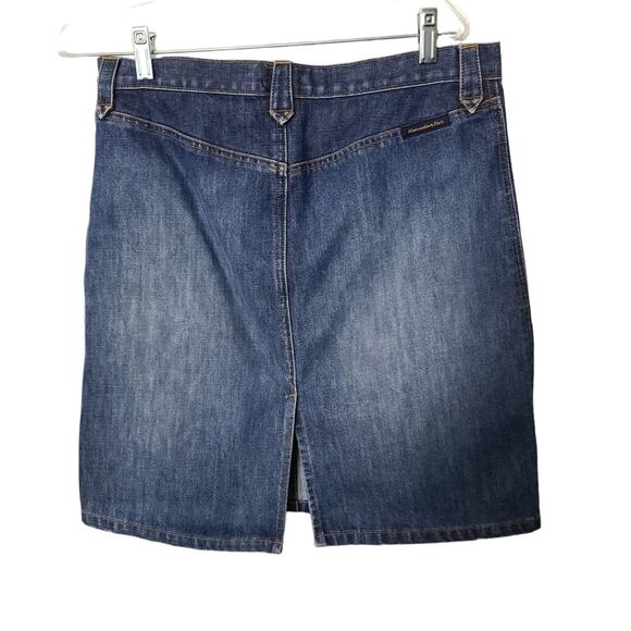 Abercrombie & Fitch Women's Denim 90s Preppy Button Fly Skirt Back Slit Y2K 8 - Picture 1 of 12